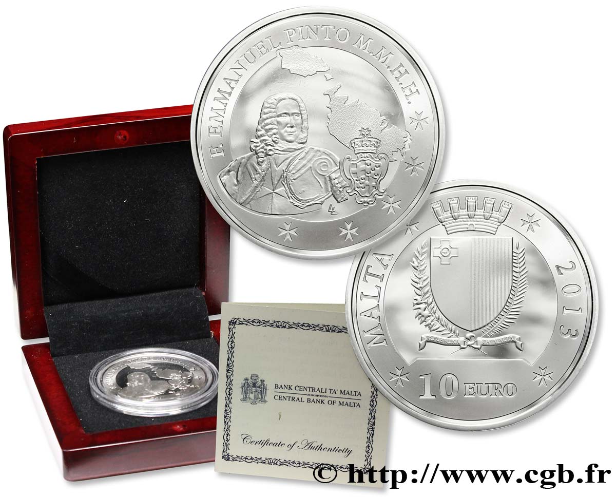 MALTA Belle Épreuve 10 Euro GRAND MAÎTRE EMMANUEL PINTO 2013 Proof set