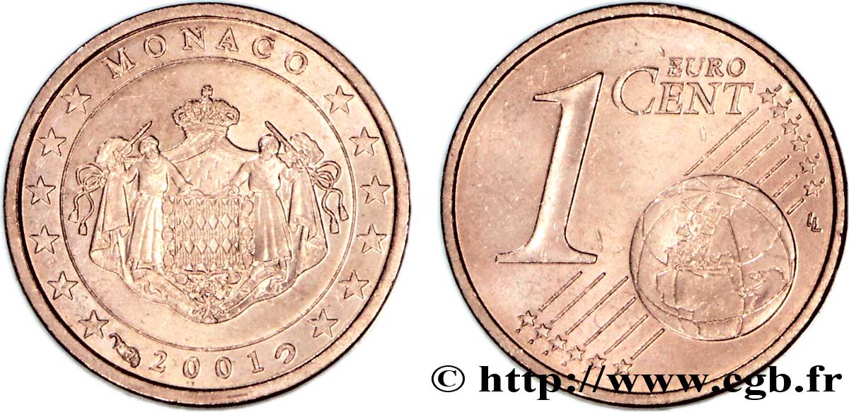 MONACO 1 Cent ARMOIRIES 2001 MS63
