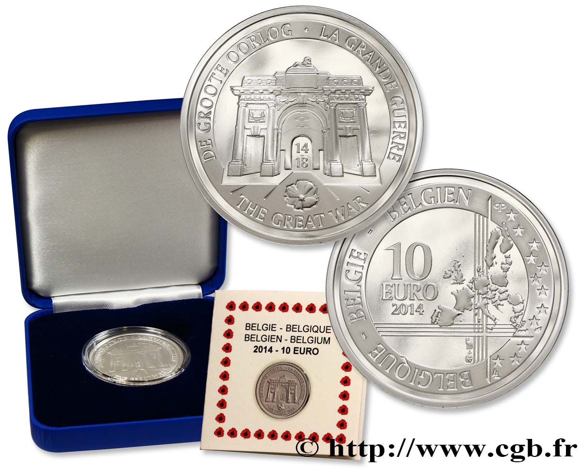 BELGIQUE Belle Épreuve 10 Euro LA GRANDE GUERRE 2014 BE