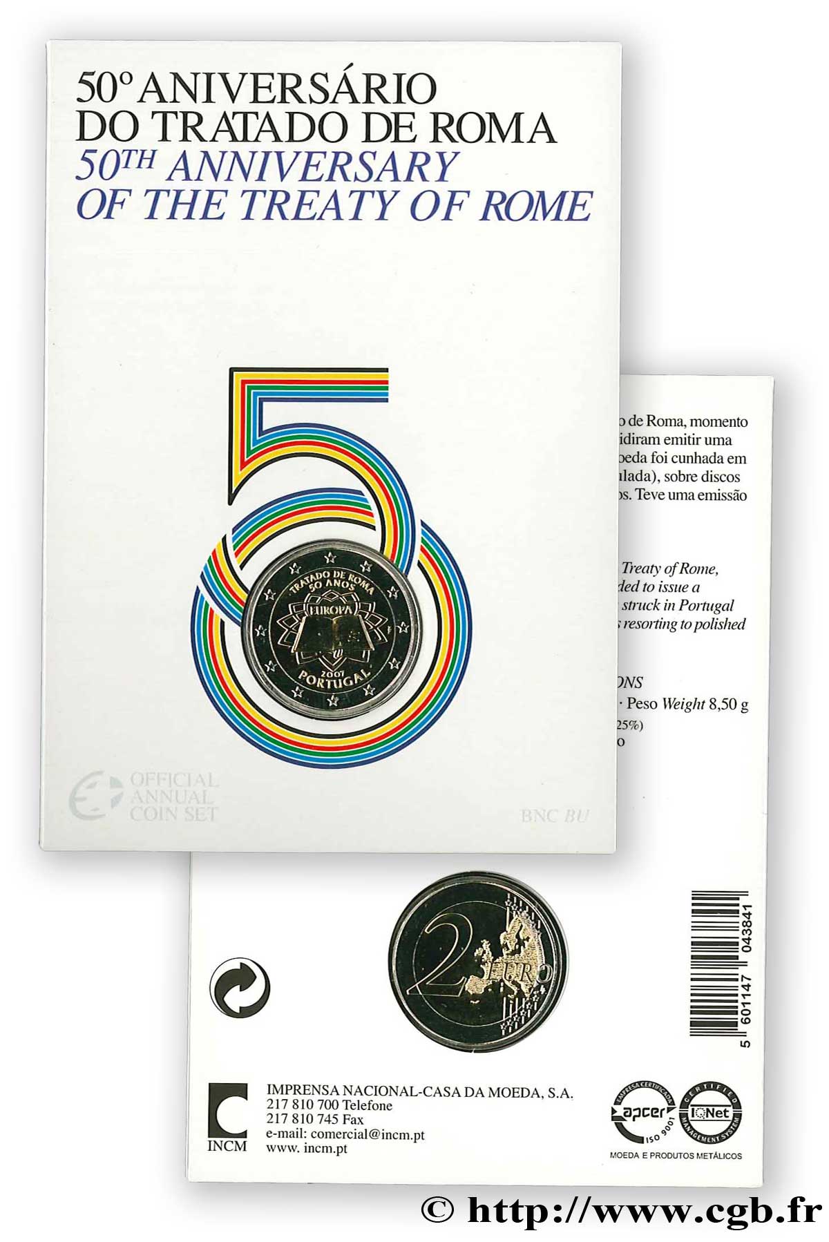 PORTUGAL Blister 2 Euro CINQUANTENAIRE DU TRAITÉ DE ROME 2007 BU
