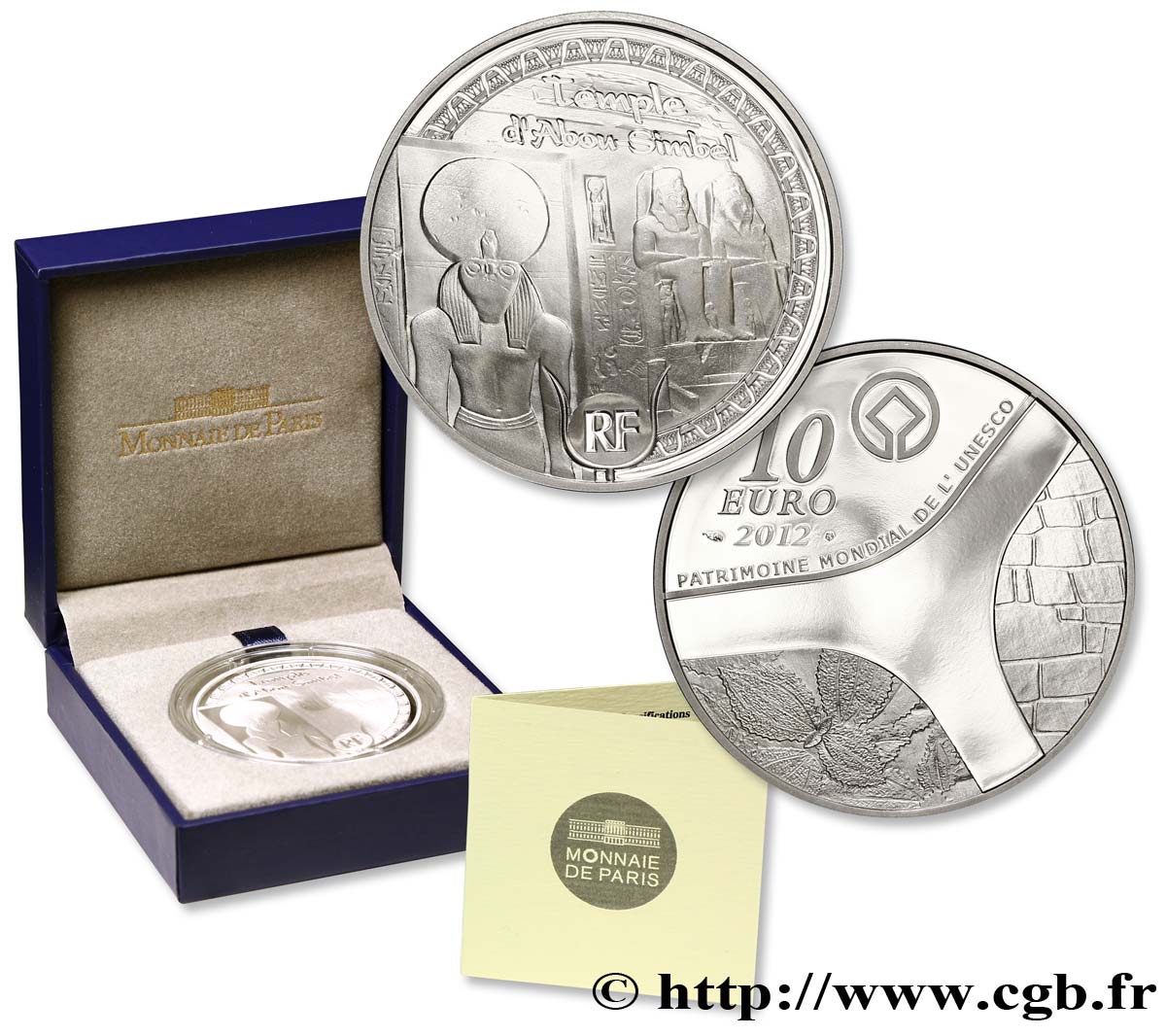 FRANCE Belle Épreuve 10 Euro TEMPLE D’ABOU-SIMBEL 2012 BE