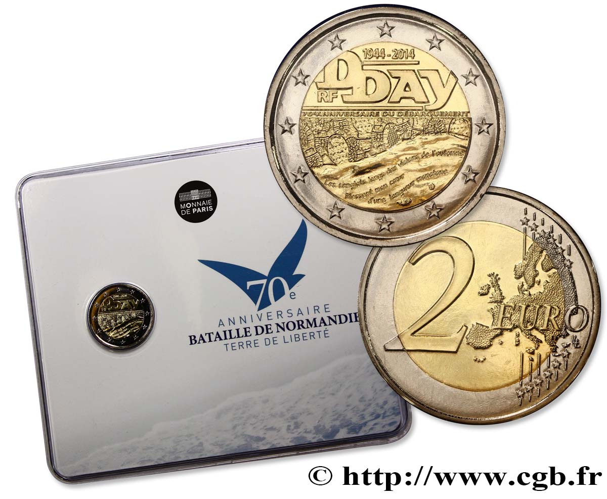 FRANCE Coin-Card 2 Euro D-DAY
 2014 Brilliant Uncirculated