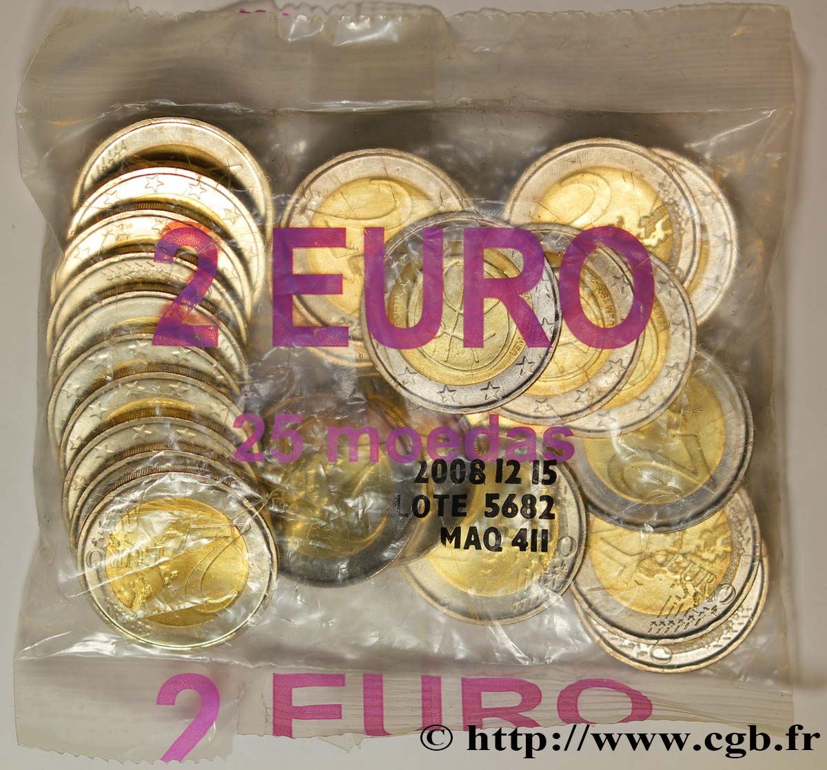 PORTUGAL Sachet 25 x 2 Euro 10ème ANNIVERSAIRE DE L’EURO 2009 MS63