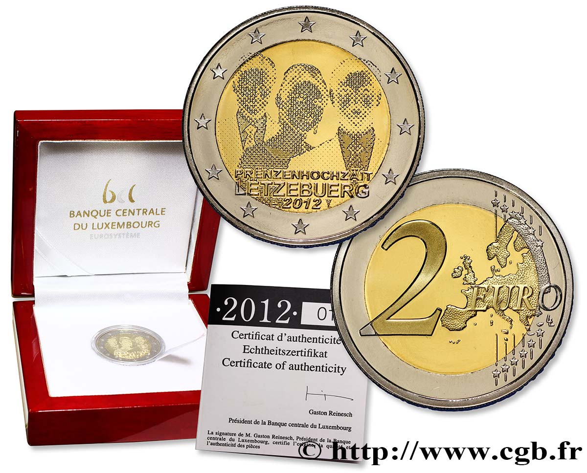 LUXEMBOURG Belle Épreuve 2 Euro MARIAGE GRAND-DUC HERITIER GUILLAUME 2012 BE