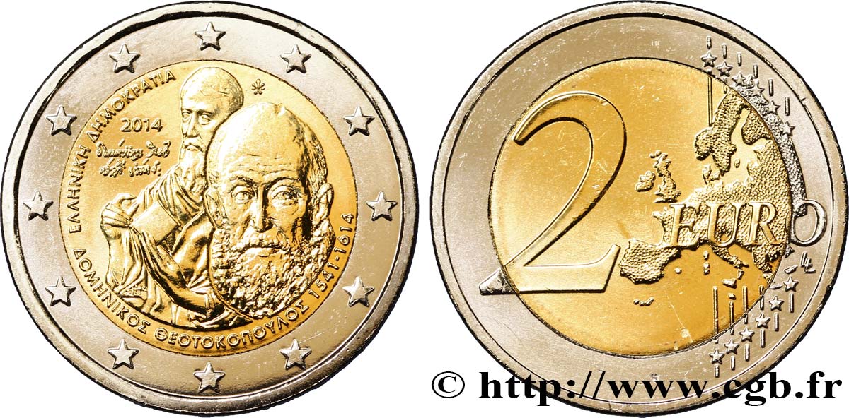 GREECE 2 Euro EL GRECO  2014 MS63