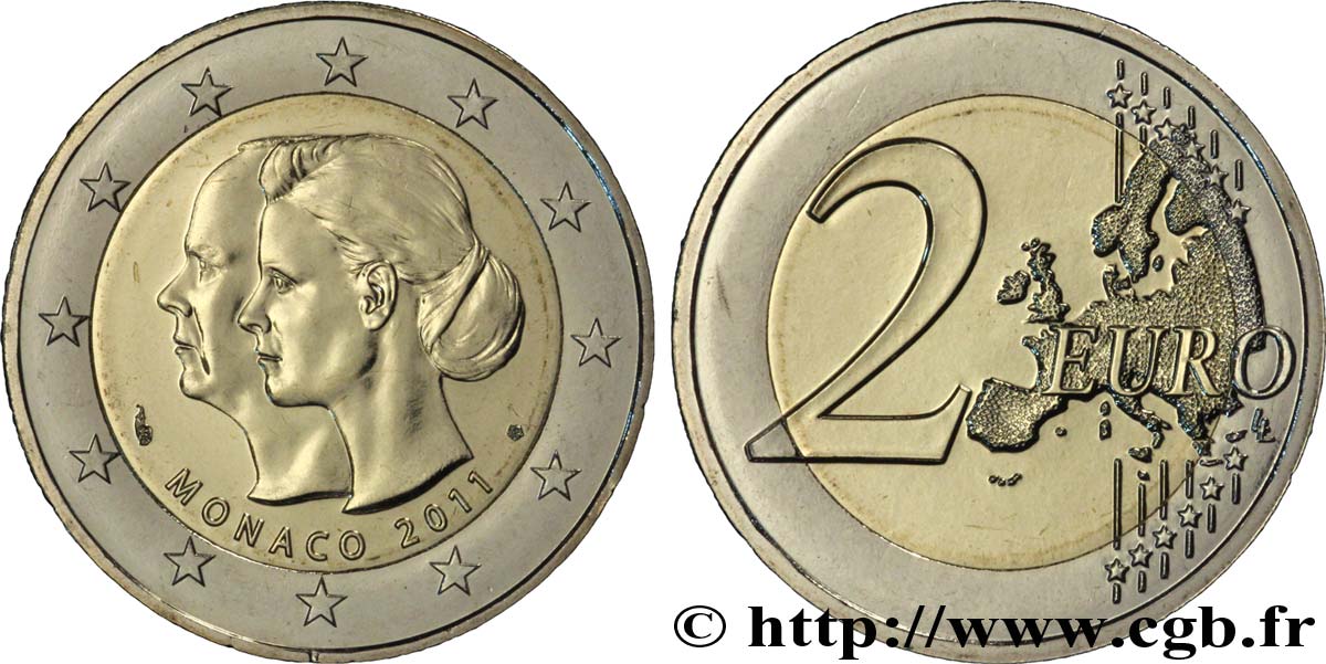 MONACO 2 Euro MARIAGE DU PRINCE ALBERT II ET DE CHARLÈNE 2011 MS