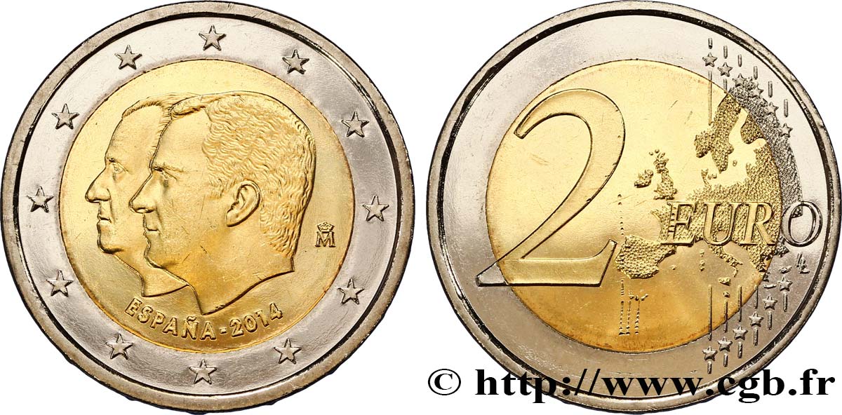 SPAGNA 2 Euro ACCESSION AU TRÔNE DE FELIPE VI 2014 MS