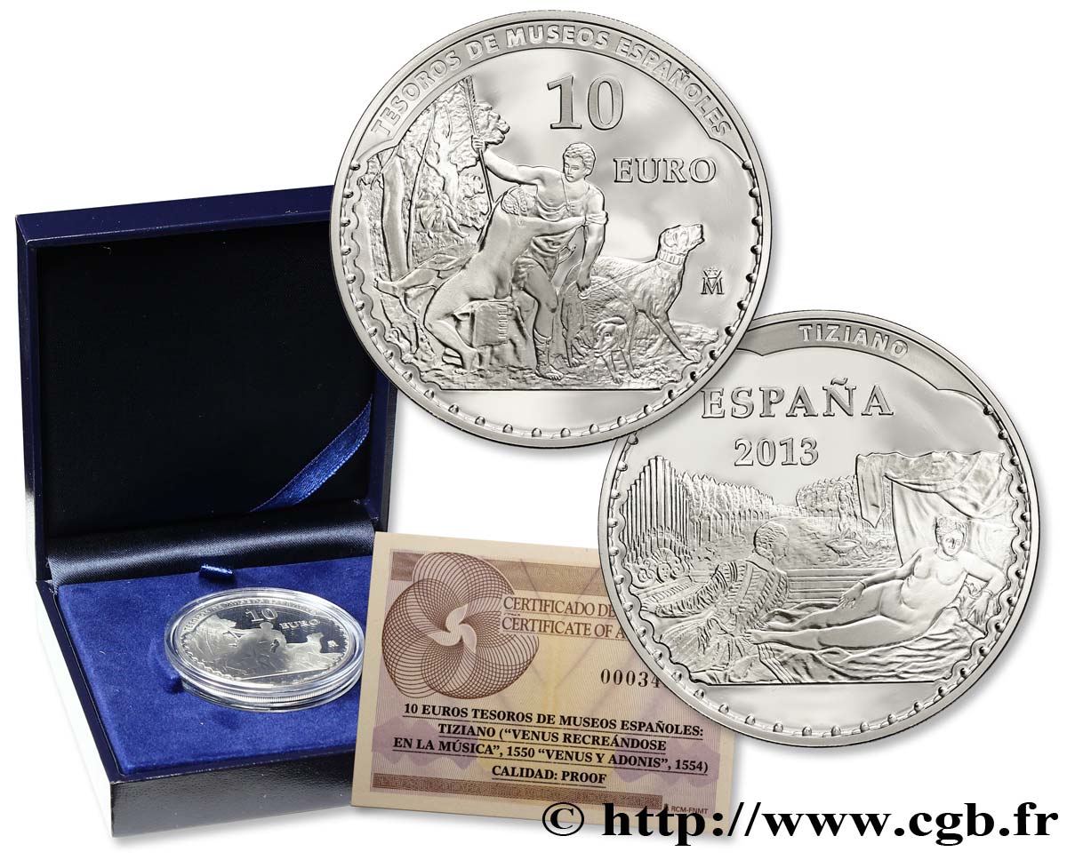 SPAGNA Belle Épreuve 10 Euro LE TITIEN 2013 BE