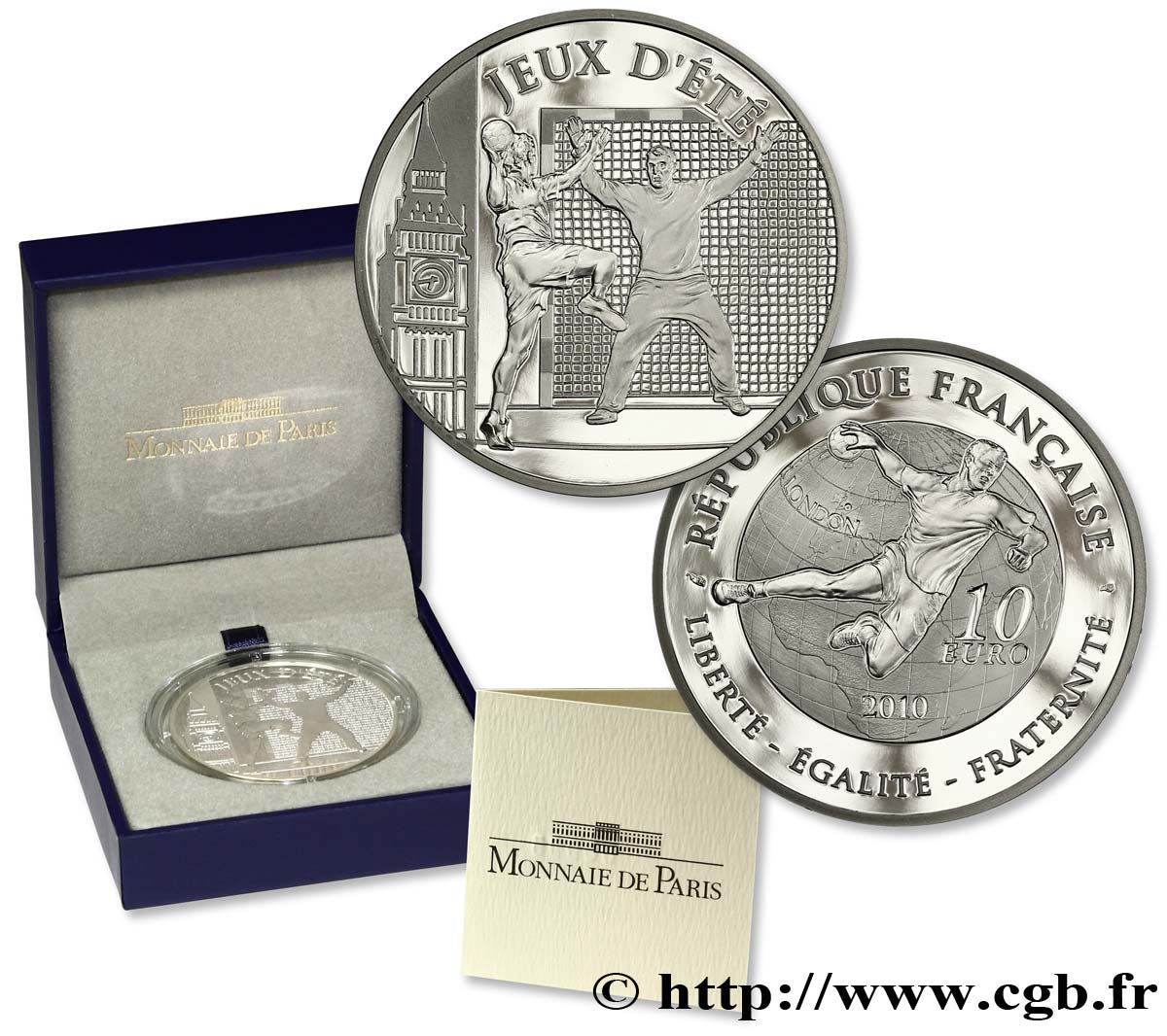 FRANCIA Belle Épreuve 10 Euro JEUX D’ÉTÉ - HANDBALL 2010 BE