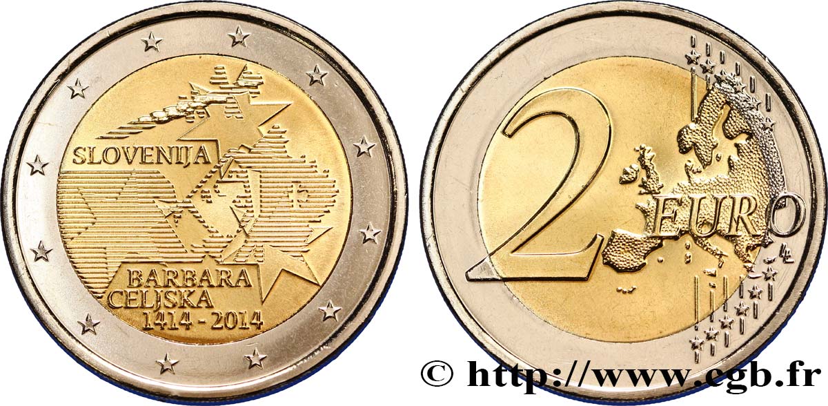 SLOVÉNIE 2 Euro COURONNEMENT DE BARBARA DE CELJE  2014 SPL63
