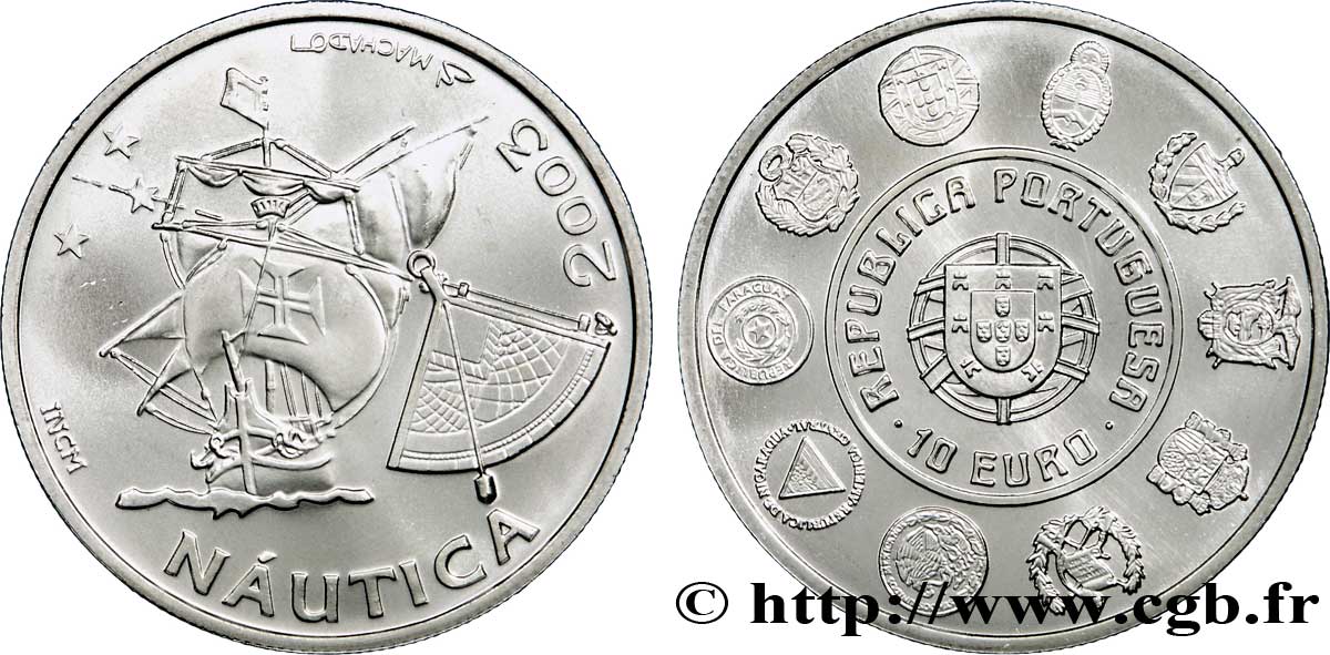 PORTUGAL 10 Euro NAUTICA-SÉRIE IBÉRO-AMÉRICAINE V 2003 SC63