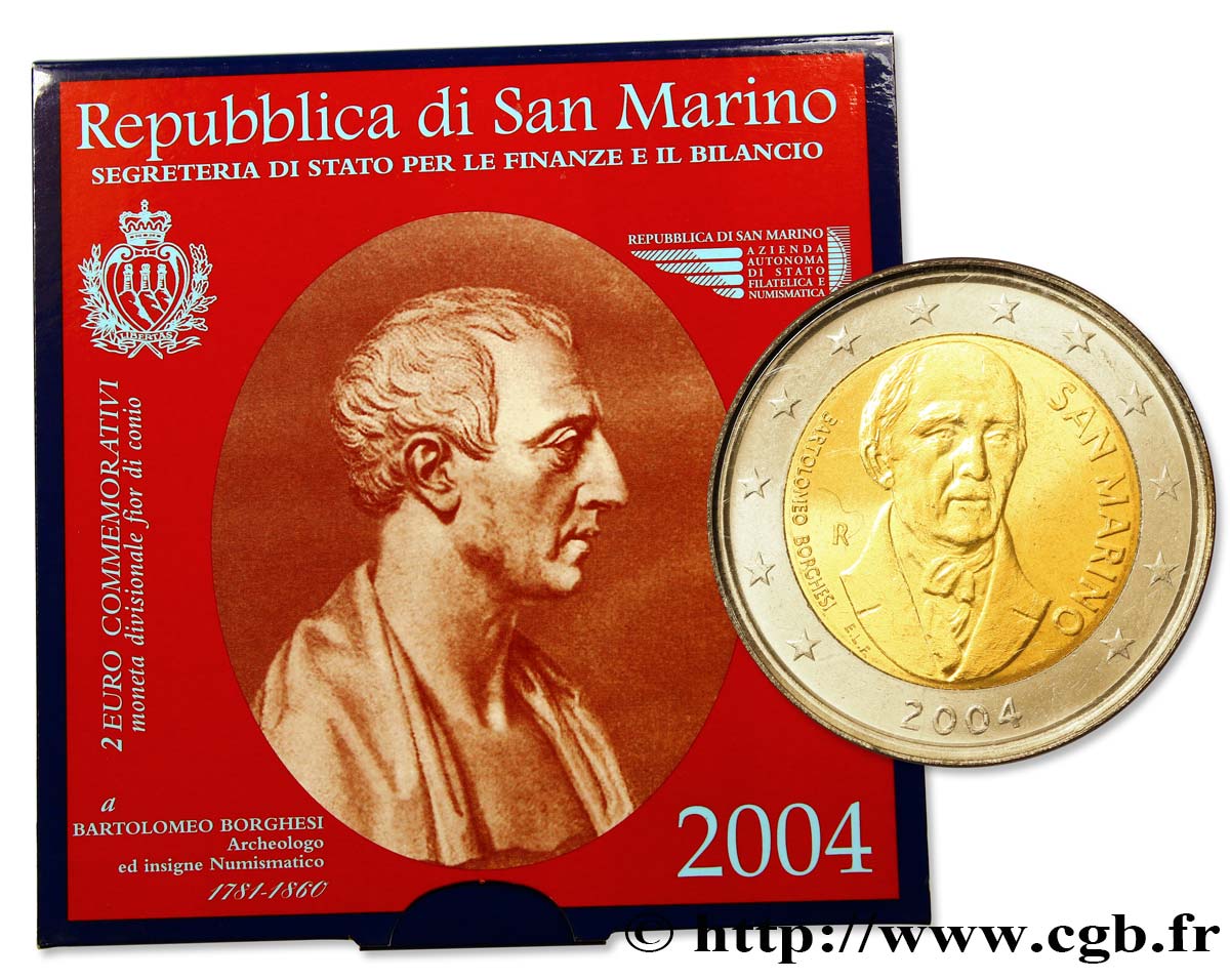 SAN MARINO 2 Euro BARTOLOMEO BORGHESI 2004