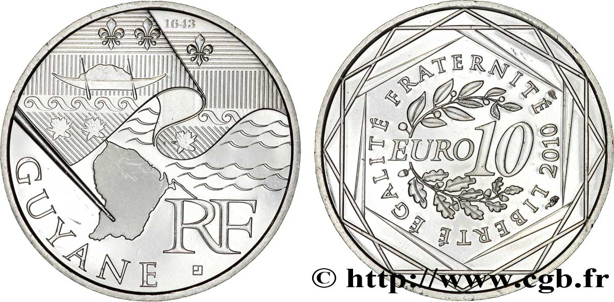FRANCIA 10 Euro des RÉGIONS - GUYANE 2010 MS63