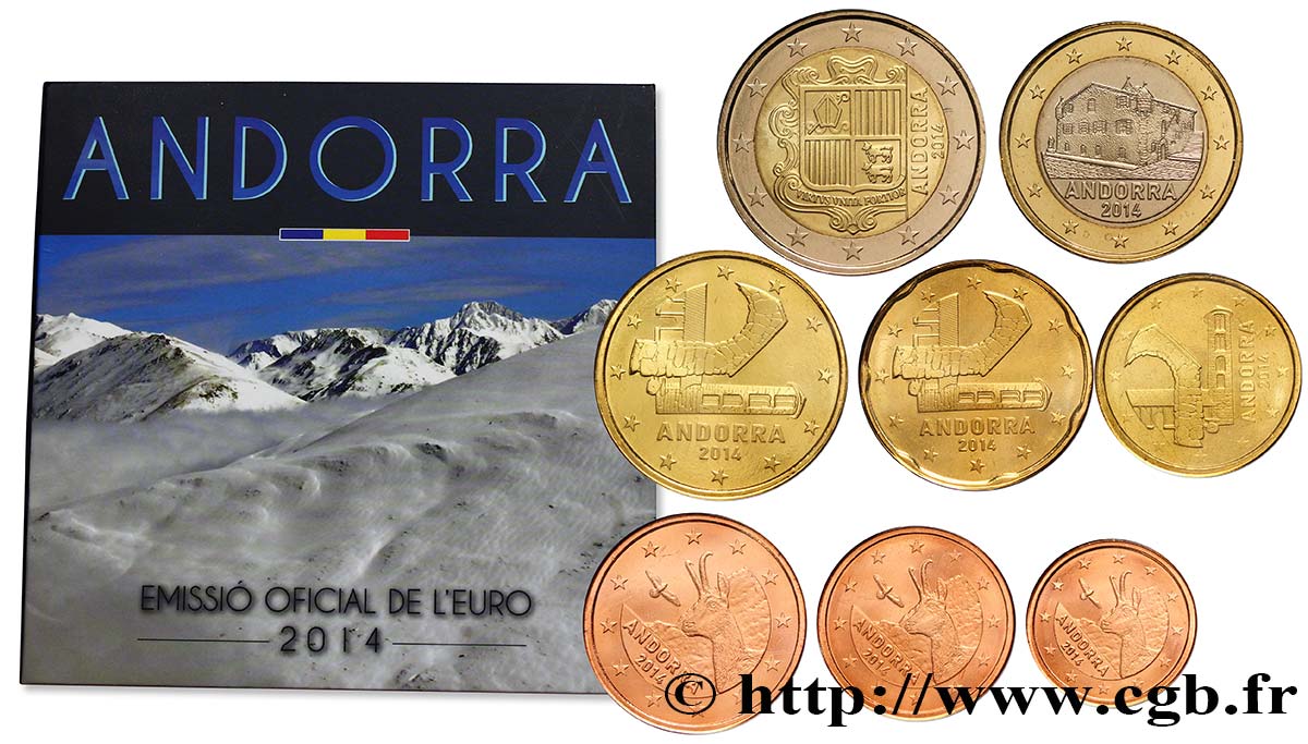 ANDORRA SÉRIE Euro BRILLANT UNIVERSEL  2014 Brilliant Uncirculated