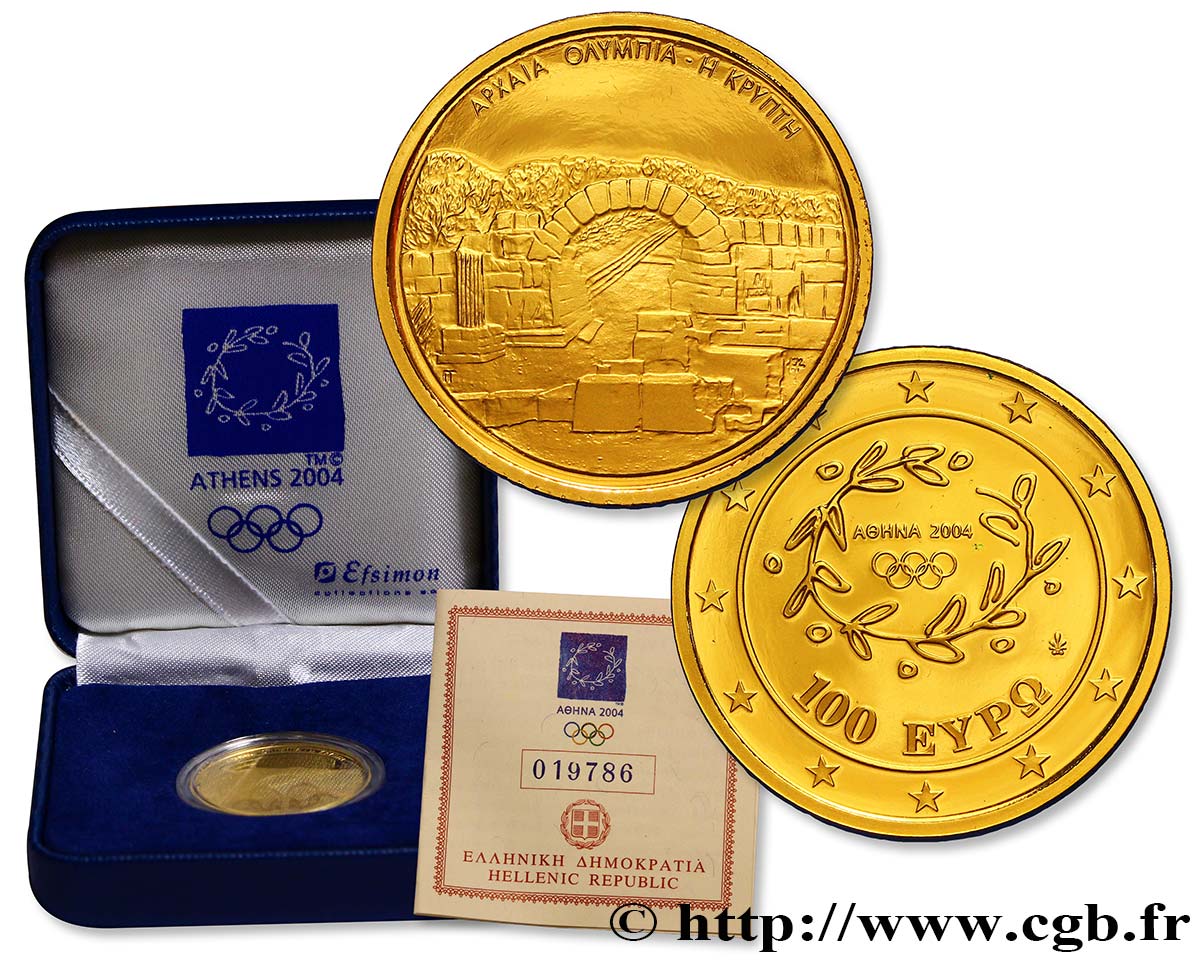 GRIECHENLAND 100 Euro Jeux Olympiques d Athènes 2004 - Série II - Crypte d Olympie 2004