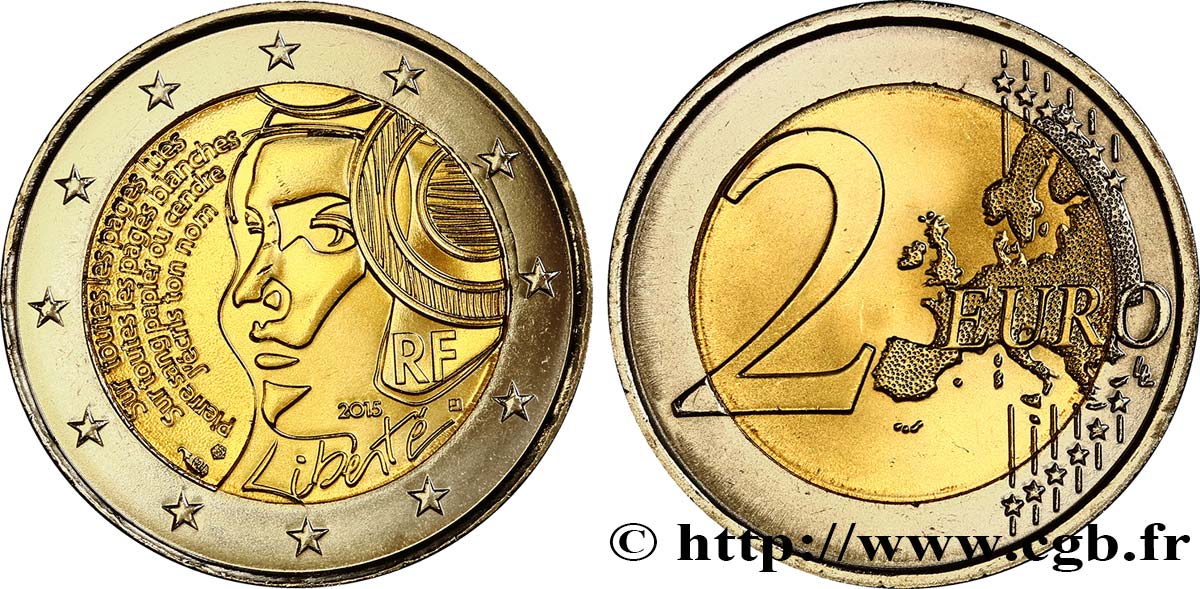 FRANCIA 2 Euro LA RÉPUBLIQUE - FÊTE DE LA FÉDÉRATION 2015 MS