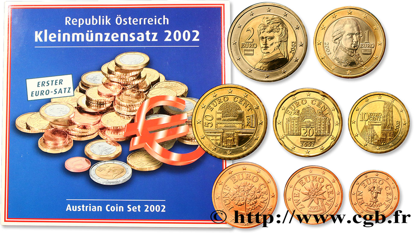 ÖSTERREICH SÉRIE Euro BRILLANT UNIVERSEL  2002