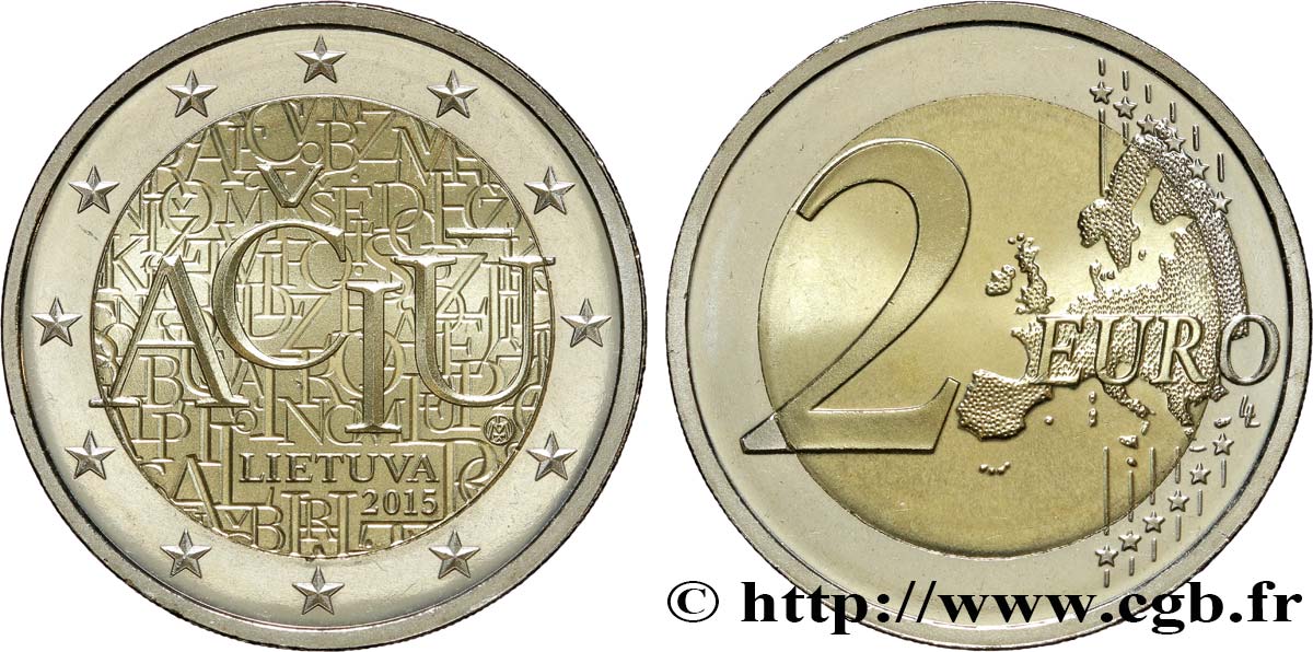 LITHUANIA 2 Euro LANGUE LITUANIENNE 2015 MS
