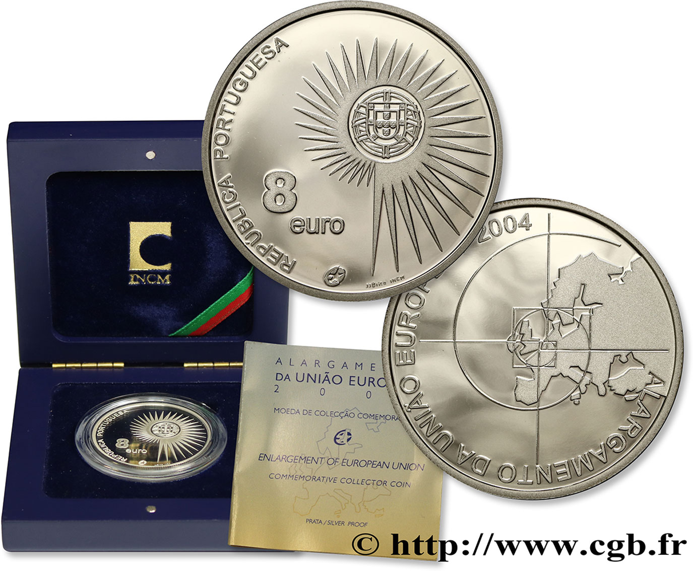 PORTUGAL Belle Épreuve 8 Euro ÉLARGISSEMENT DE L’UNION EUROPÉENNE 2004 BE