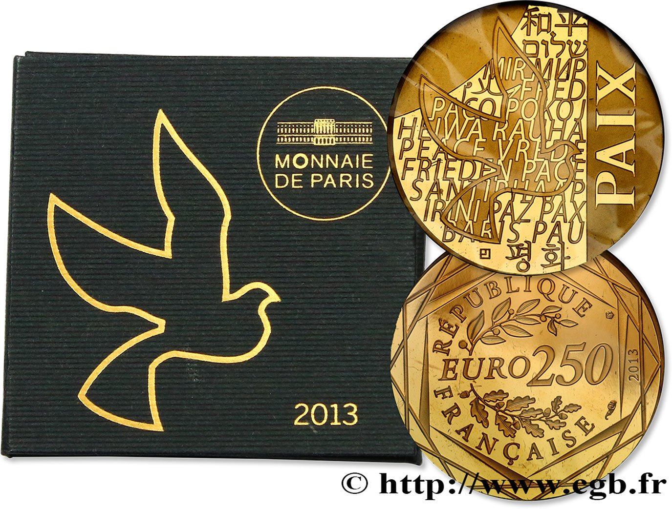 FRANCE 250 Euro LA PAIX 2013 Brilliant Uncirculated
