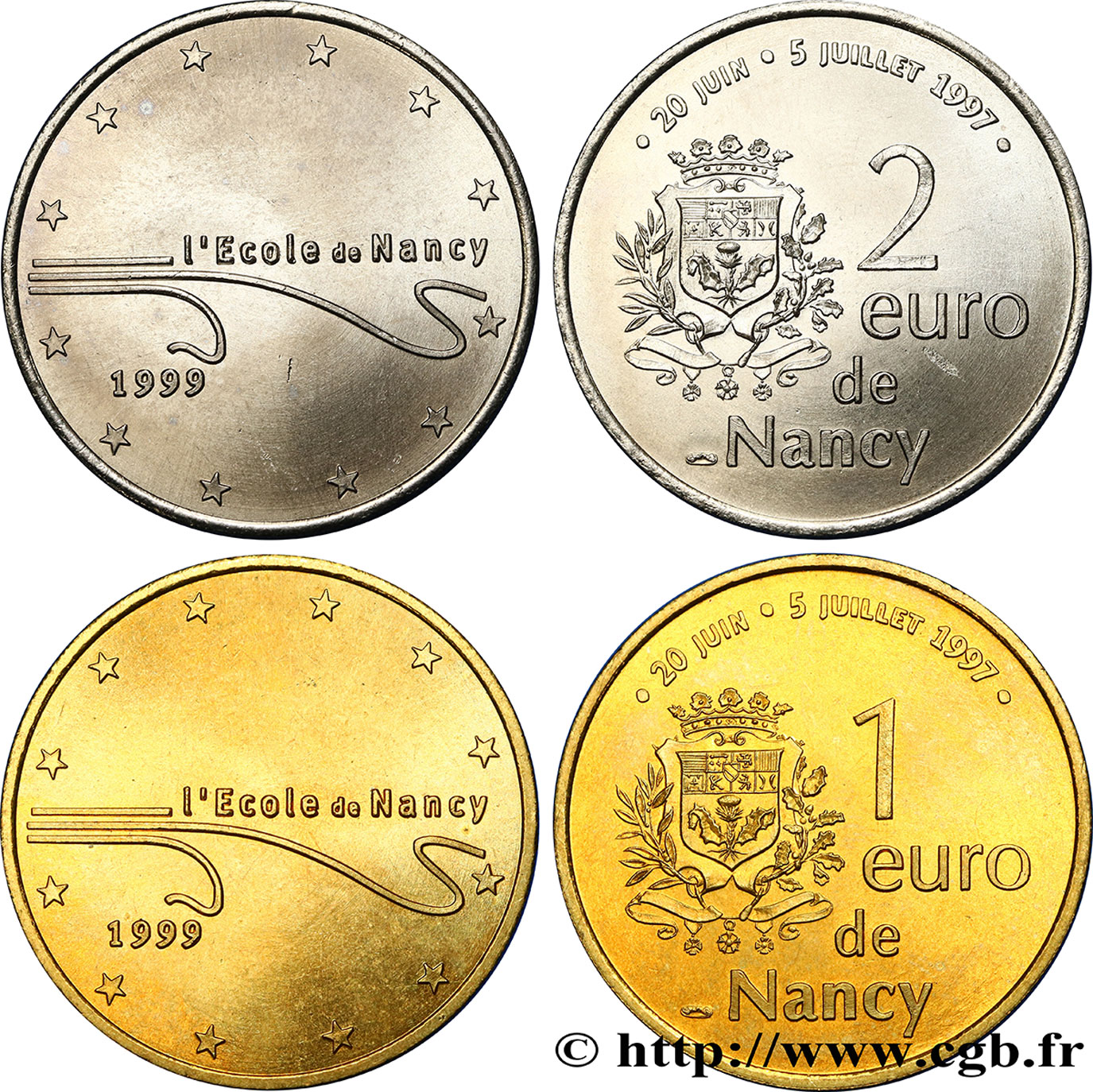 FRANCE Lot 1et 2 Euro de Nancy (20 juin - 5 juillet 1997) 1997 MS