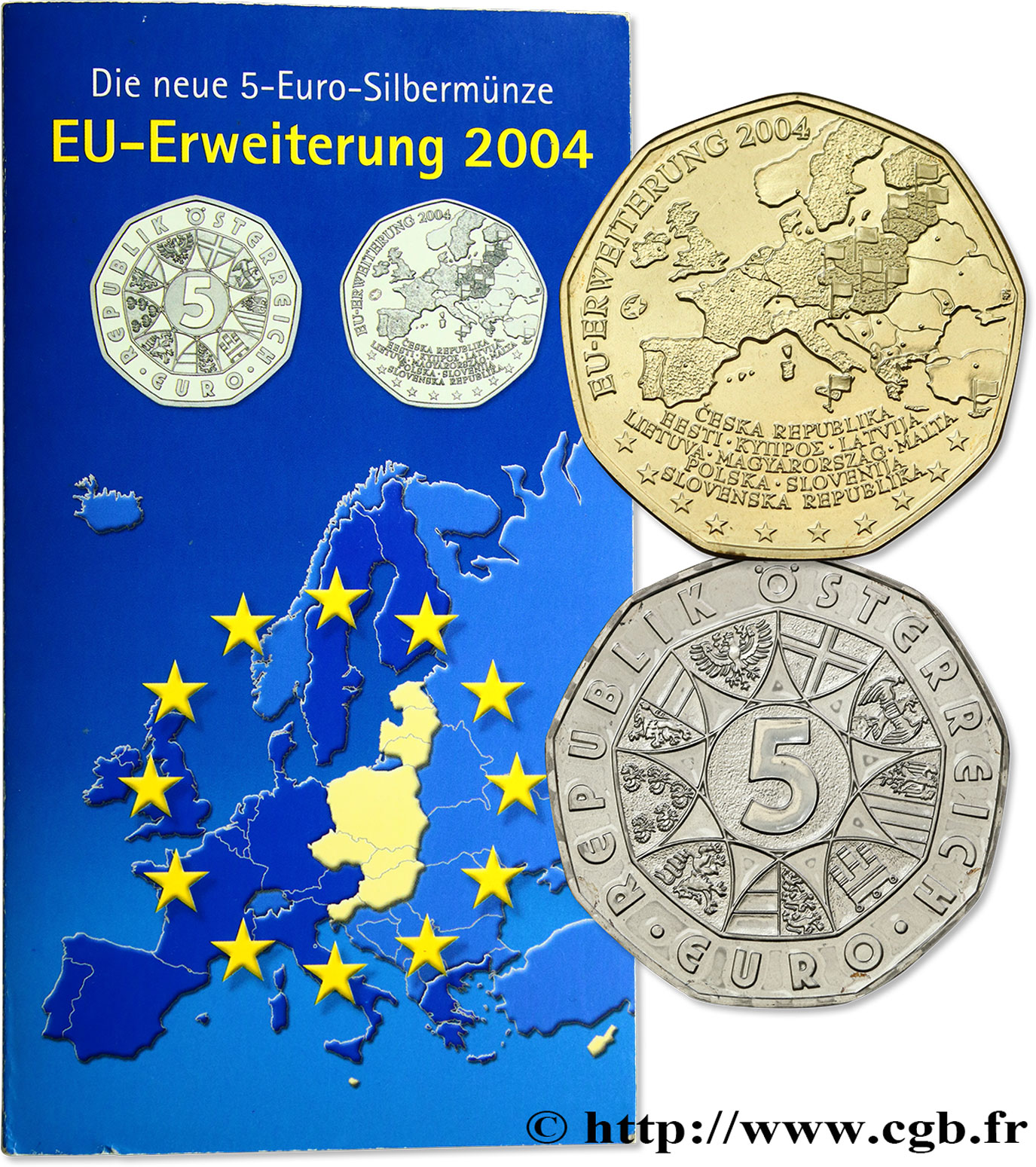 AUTRICHE 5 Euro ÉLARGISSEMENT DE L’UNION EUROPÉENNE 2004 BU