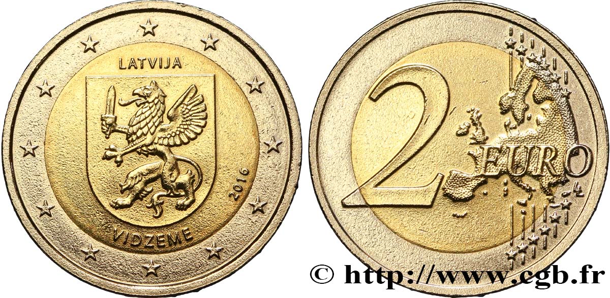 LETTONIA 2 Euro VIDZEME  2016 MS