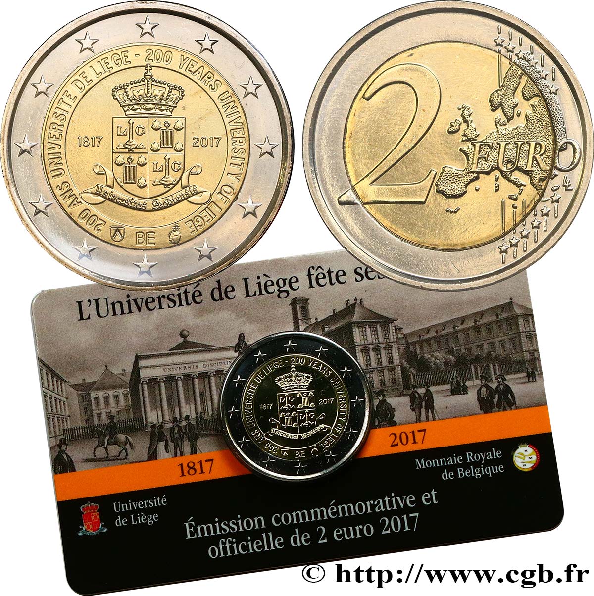 BELGIQUE Coin-card 2 Euro UNIVERSITÉ DE LIÈGE 2017 FDC