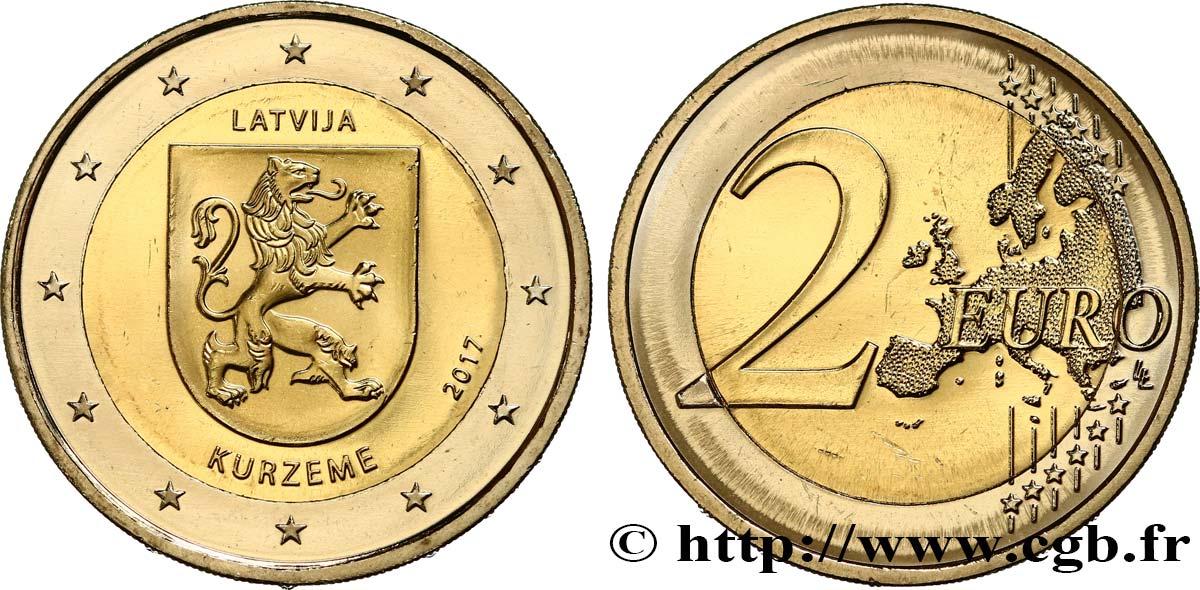 LETTONIA 2 Euro KURZEME  2017 MS