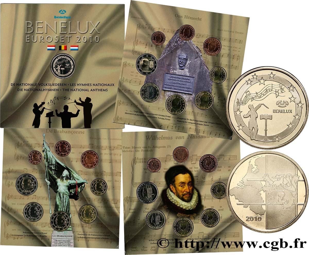 BENELUX SÉRIE Euro BRILLANT UNIVERSEL - LES HYMNES NATIONAUX (+CD) 2010 BU