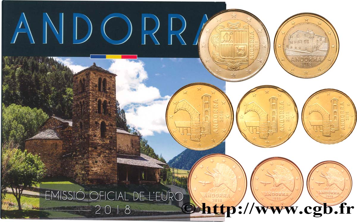 ANDORRA (PRINCIPALITY) SÉRIE Euro BRILLANT UNIVERSEL  2018 Brilliant Uncirculated