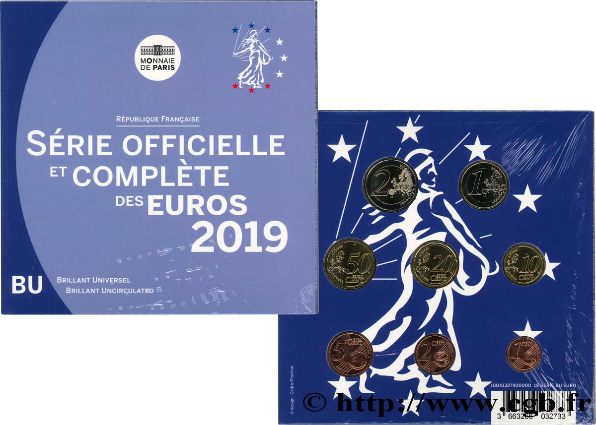 FRANCE SÉRIE Euro BRILLANT UNIVERSEL  2019 Brilliant Uncirculated
