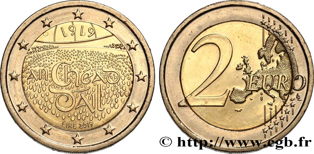 IRELAND REPUBLIC 2 Euro 100e ANNIVERSAIRE DU DAIL  ÉIREANN 2019 MS