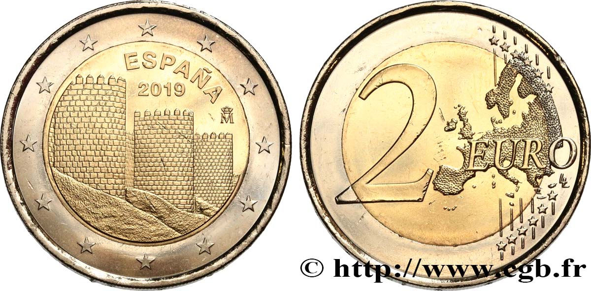 SPAGNA 2 Euro LES REMPARTS D’AVILLA 2019 MS