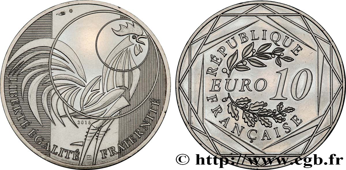 FRANCE 10 Euro COQ 2016 MS