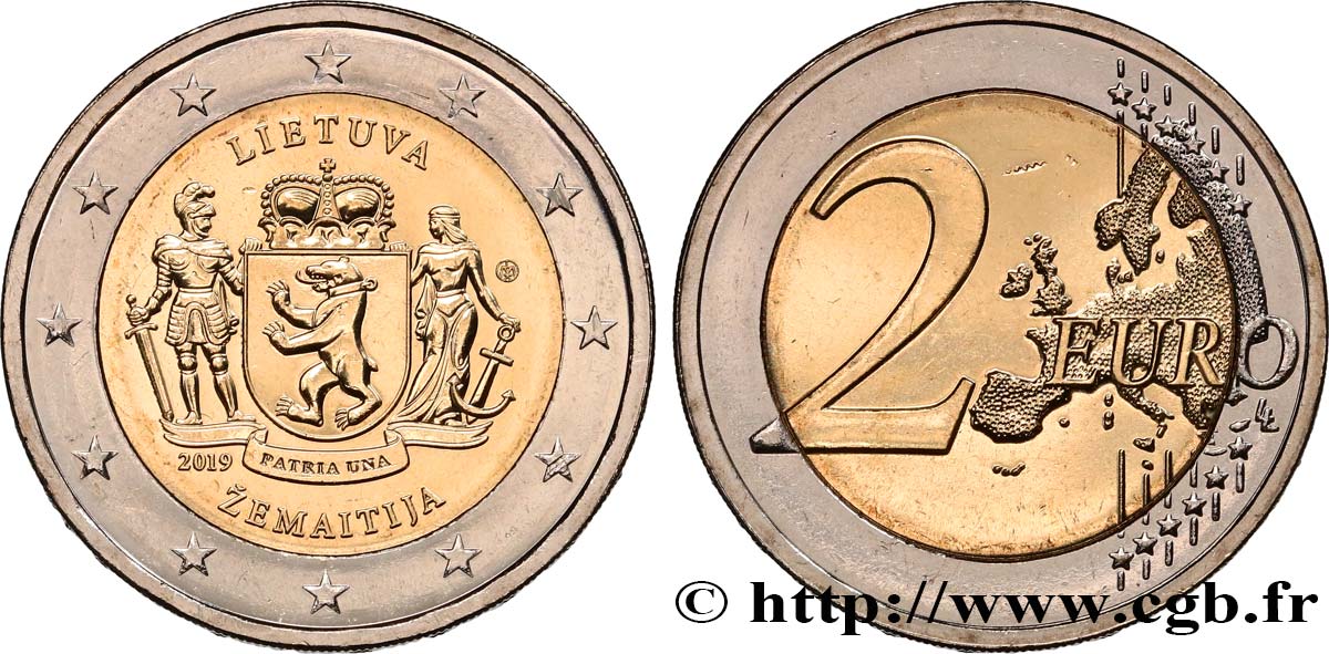 LITHUANIA 2 Euro ZEMAITIJA 2019 MS