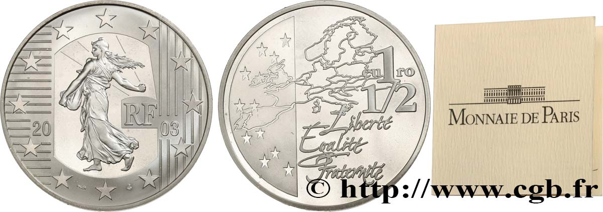 FRANKREICH Belle Épreuve 1 Euro 1/2 LA SEMEUSE 2003 2003