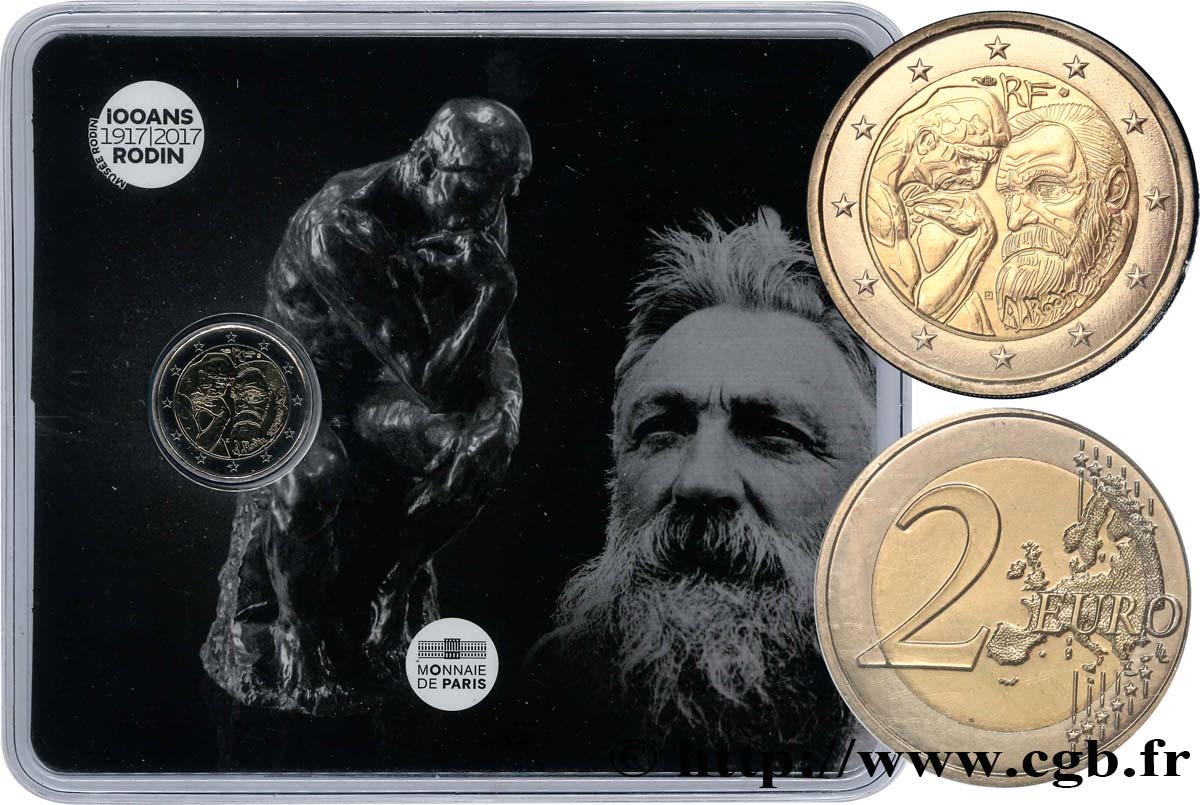 FRANCE Coin-Card 2 Euro AUGUSTE RODIN 2017 Brilliant Uncirculated