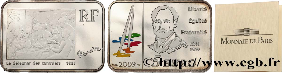 FRANCIA Brillant Universel 5 Euro AUGUSTE RENOIR 2009 BU