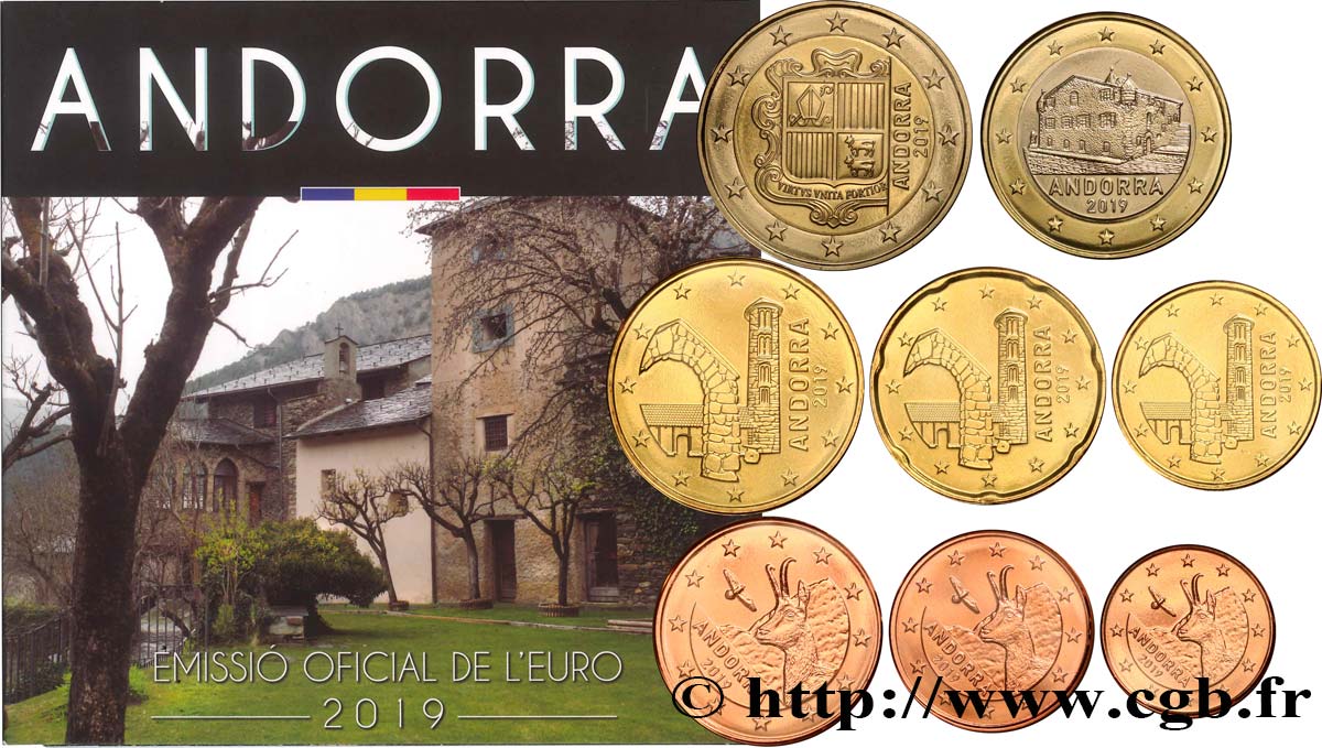 ANDORRA (PRINCIPALITY) SÉRIE Euro BRILLANT UNIVERSEL  2019 Brilliant Uncirculated