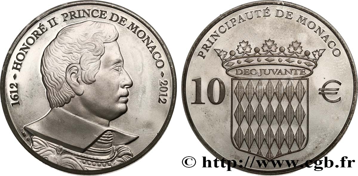 MONACO Belle Épreuve 10 Euro HONORÉ II PRINCE DE MONACO 2012