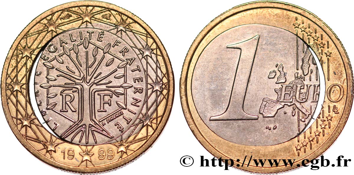 FRANKREICH 1 Euro ARBRE, insert déformé 1999