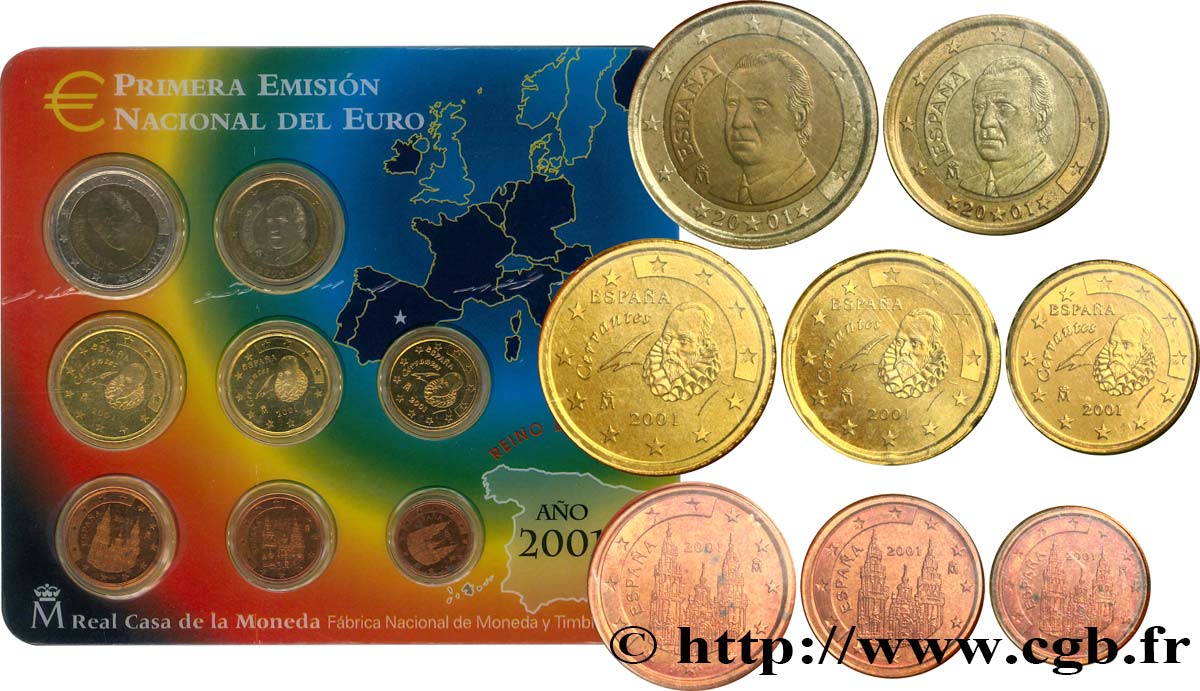 SPAIN SÉRIE Euro BRILLANT UNIVERSEL 2001 Brilliant Uncirculated