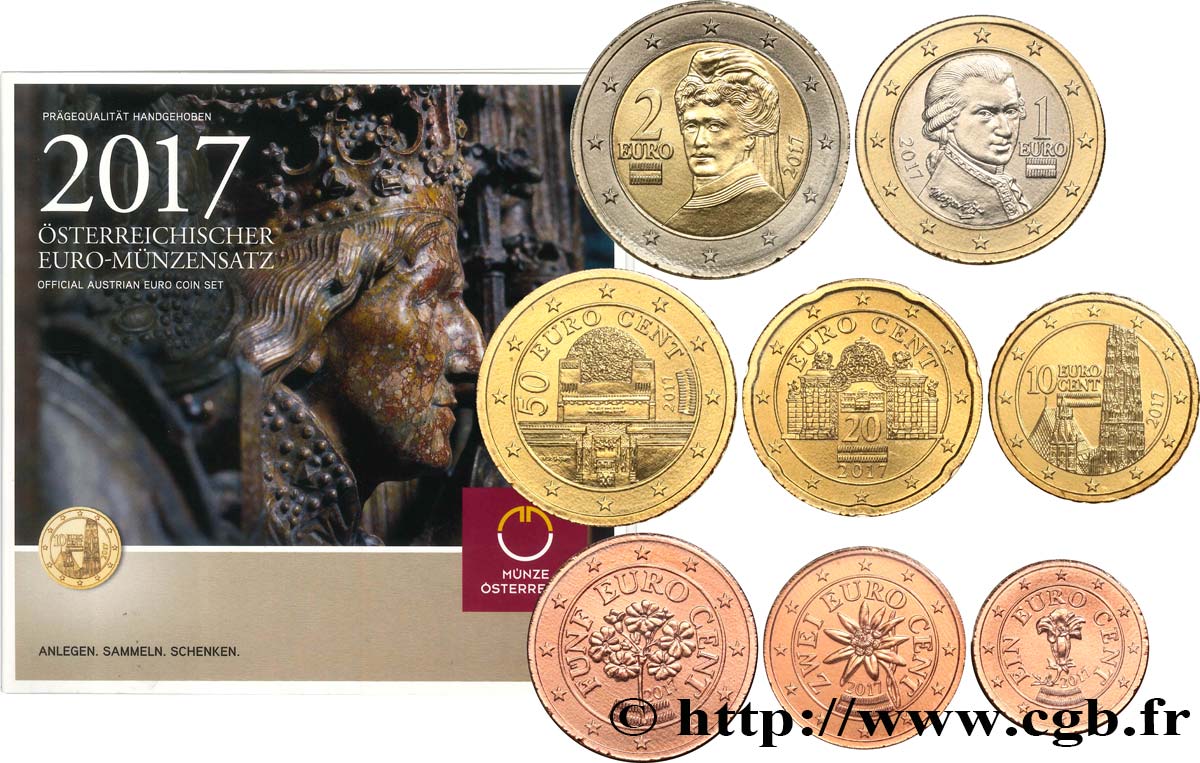 AUSTRIA SÉRIE Euro BRILLANT UNIVERSEL 2017 BU