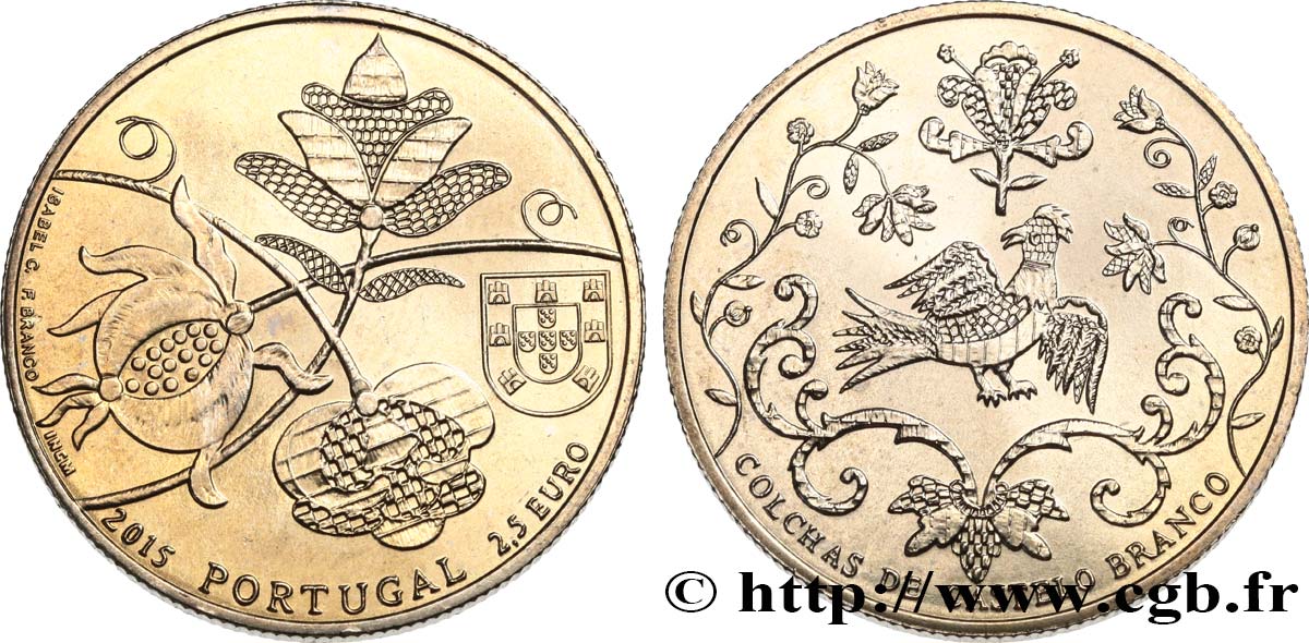 PORTOGALLO 2,5 Euro COLCHAS DE CASTELO BRANCO 2015 MS