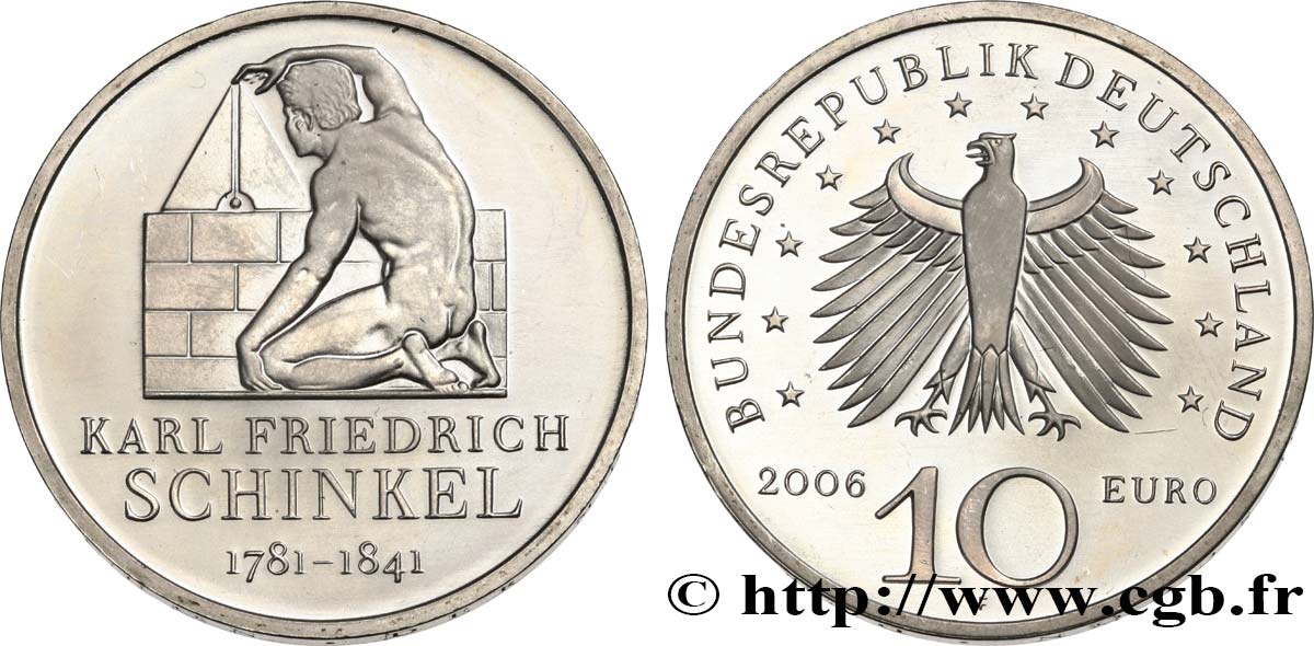GERMANY 10 Euro 225ème ANNIVERSAIRE DE KARL FRIEDRICH SCHINKEL tranche B 2006 MS