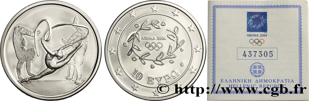 GREECE Belle Épreuve 10 Euro ATHÈNES 2004 - GYMNASTIQUE RYTHMIQUE 2004 BE