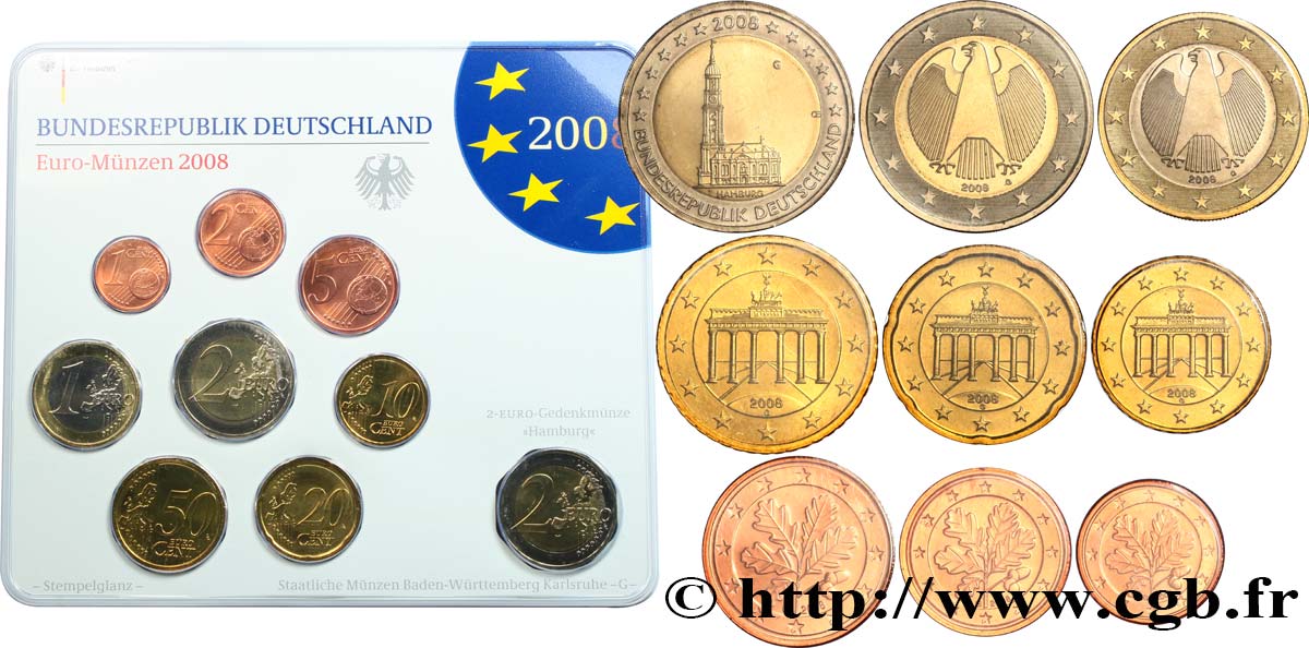 DEUTSCHLAND SÉRIE Euro BRILLANT UNIVERSEL   2008
