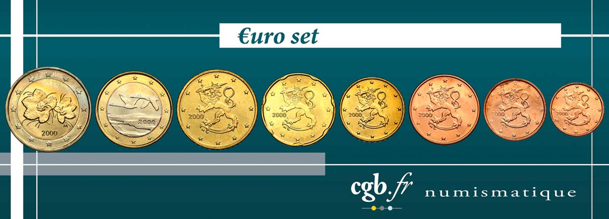 FINLAND LOT DE 8 PIÈCES EURO (1 Cent - 2 Euro Petit Mûrier) 2000 MS