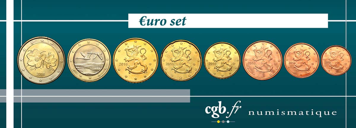 FINLANDE LOT DE 8 PIÈCES EURO (1 Cent - 2 Euro Petit Mûrier) 2016 SPL